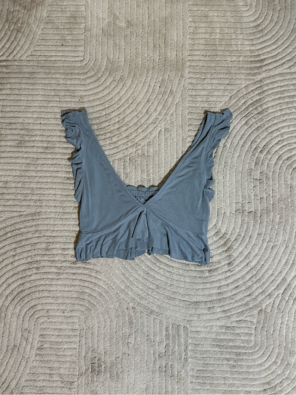 Kimchi Blue Slate Blue V-Neck Ruffle Crop Top